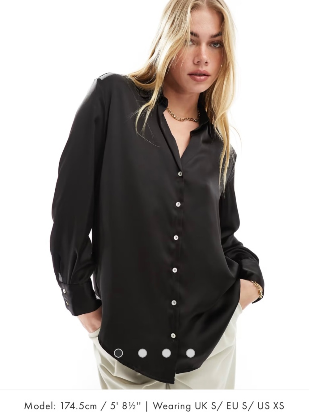 Stradivarius satin shirt in black Size XS NWT - Picture 2 of 6